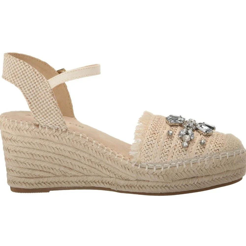 Anne Klein Women's Sandals Crystal Espadrille Wedge Size 10 closed toe New - Picture 7 of 7